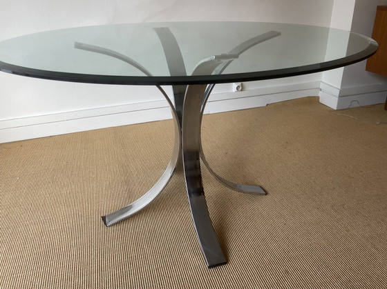 Image 1 of Glazen ronde eettafel, circa 1970