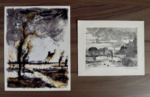 Lot de 2 estampes originales signées – Steinlen & J.C. Lalouette – XXe siècle