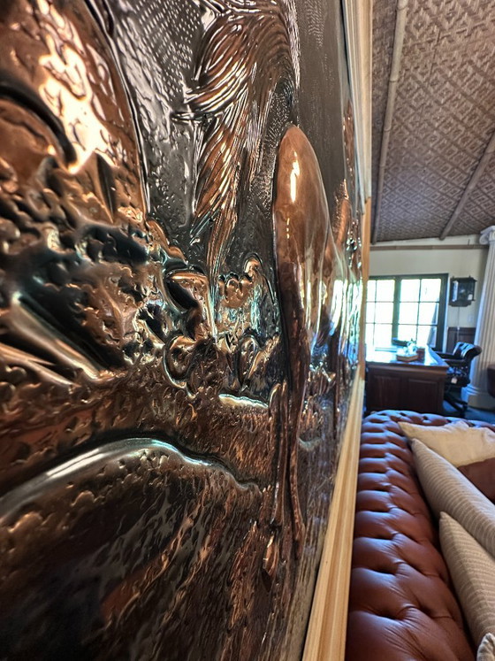 Unique hammered copper wall relief with galloping horses. – Decorative Objects, Wood (photo 7 of 7)