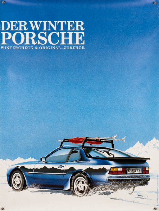 Porsche Der Winter Porsche – 1980 – Poster originale Porsche vintage – Arte automobilistica vintage – 102x76 cm – Paper