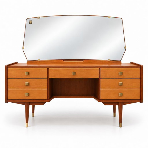 Vintage Kaptafel Met Spiegel – Mid-Century Toilettafel Jaren 50/60
