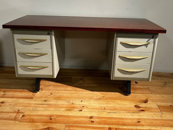 Industrial mid-century vintage desk – Metal, Wood (photo 12 of 19)