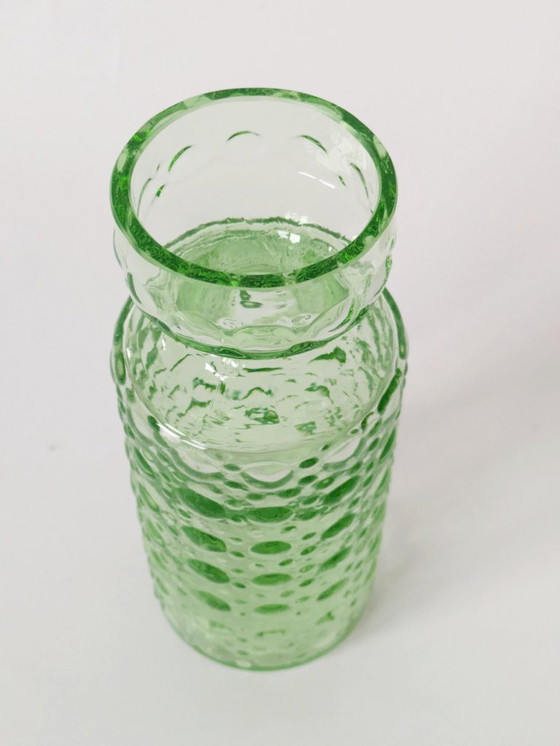 Image 1 of Jacinthe vaas uit het midden van de vorige eeuw | Groen spijkerglas | Duitsland, jaren 70