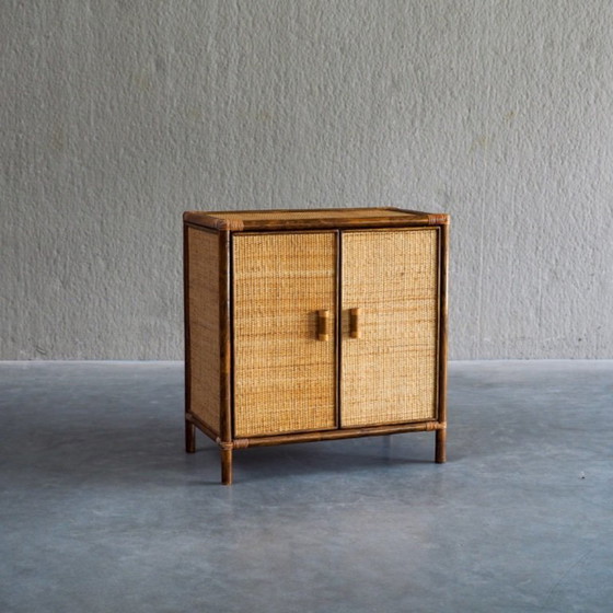 Meuble Vintage en Rotin et Cannage Tressé – Buffet bas (photo 5 of 14)