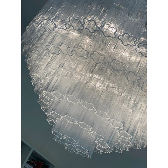 Image 1 of Lámpara de araña transparente de cristal de Murano Tronchi