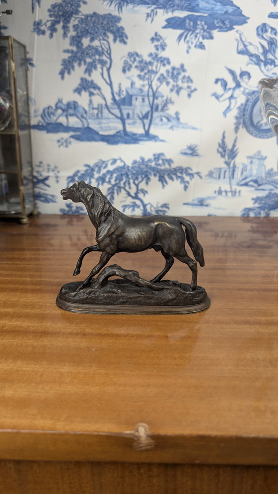Image 1 of Jules Moigniez (1835-1894) Cheval en Bronze courant à la souche épreuve signé sur la terrasse XIXème
