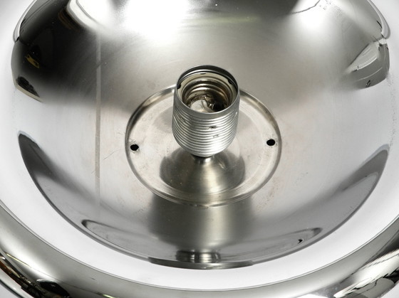 Image 1 of Ronde verchroomde plafond- of wandlamp uit Italië | origineel Mid Century space age ontwerp