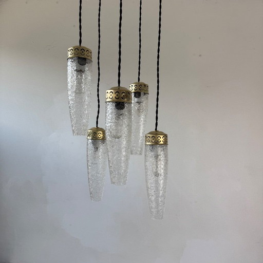 ANCIEN LUSTRE CASCADE 5 FEUX VINTAGE