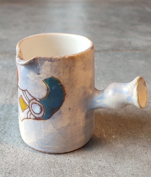 Ceramic creamer pitcher signed Marie-Christine Treinen