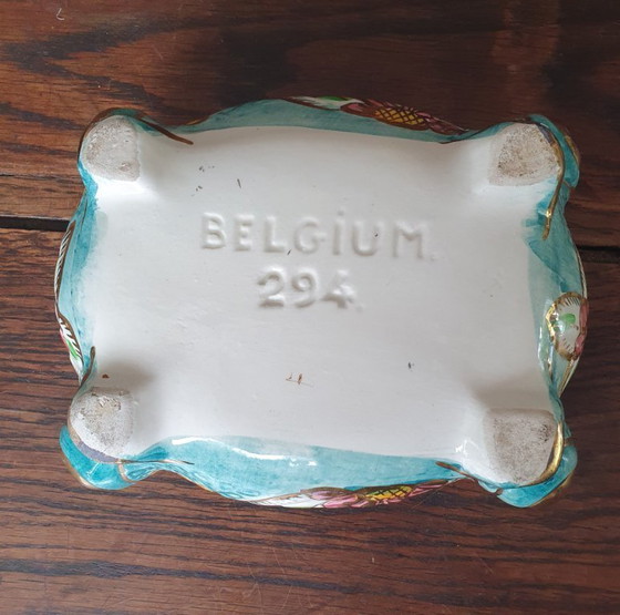 Image 1 of Colorful ceramic box with lid - Belgium 1930-1950