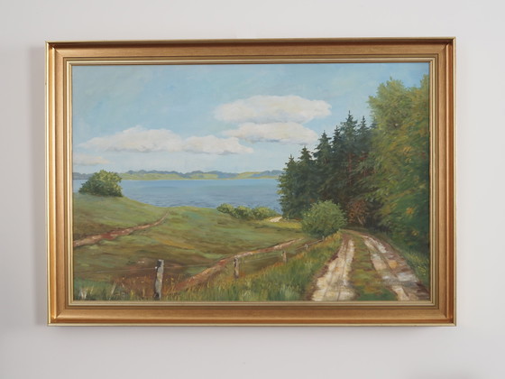 Image 1 of Gemälde "Der Weg zum See", dänisches Design, 1980er Jahre, von Karin Hermansen