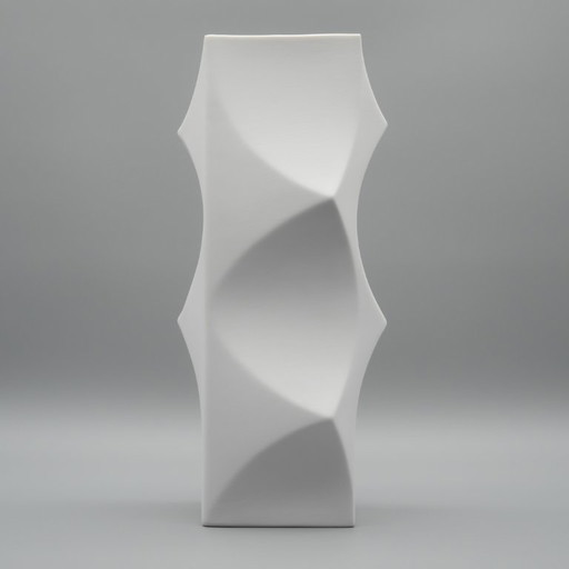 HUTSCHENREUTHER Biskuitporzellan-Vase „Archais“ Heinrich Fuchs Op Art Retro H 28cm