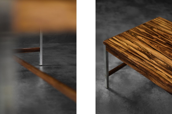 Image 1 of Tavolino da caffè grande vintage Mid-Century moderno in palissandro e alluminio di HMB Möbler Rörvik, Svezia, anni &#39;60