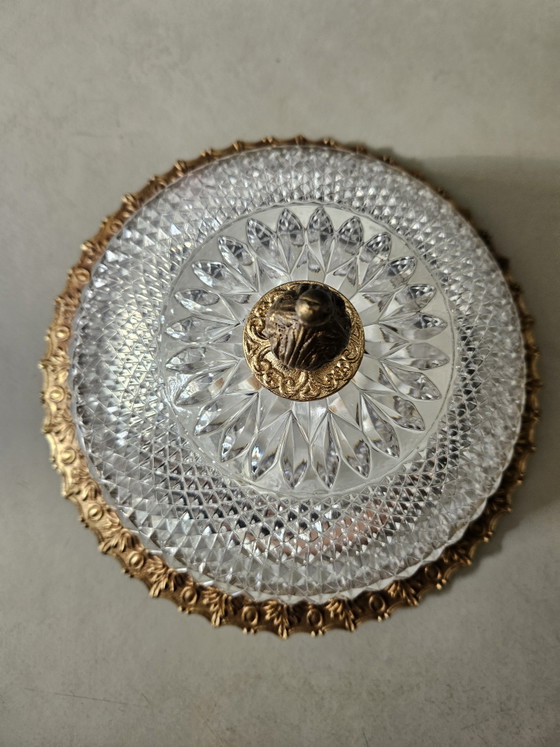 Plafoniera Vintage Hollywood Regency Vetro Cristallo & Ottone – Plafoniere, Brass, Glass (photo 5 of 6)