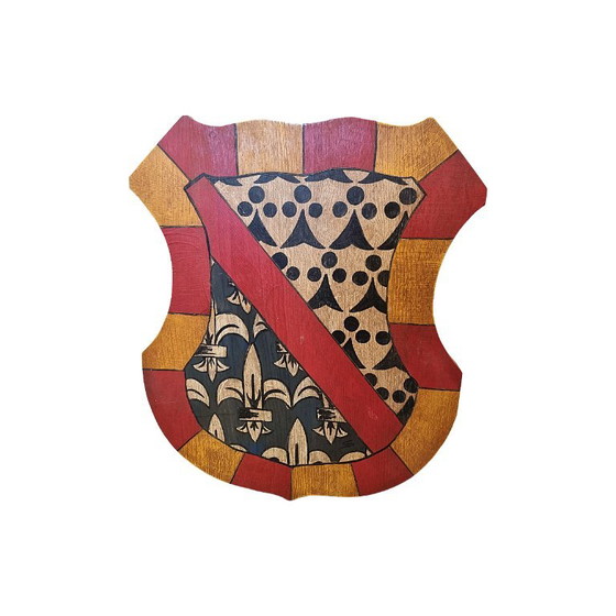Beschilderde houten heraldisch schild, 2e helft 20e eeuw – Wanddecoratie, Wood (photo 3 of 5)