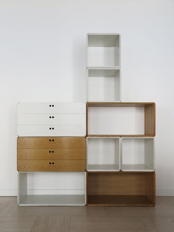 Two-tone modular Bookcases Samara by Derk Jan De Vries for Maisa, Italy, 70s, 8-piece set, White (photo 4 of 23)