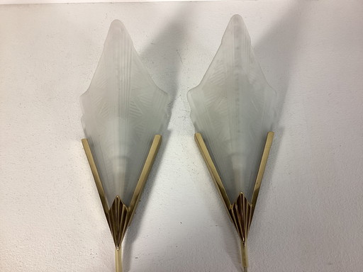 Two art deco style IKEA wall lamps glass with copper