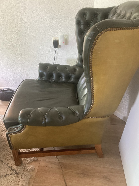 Image 1 of Chesterfield vintage vert britannique