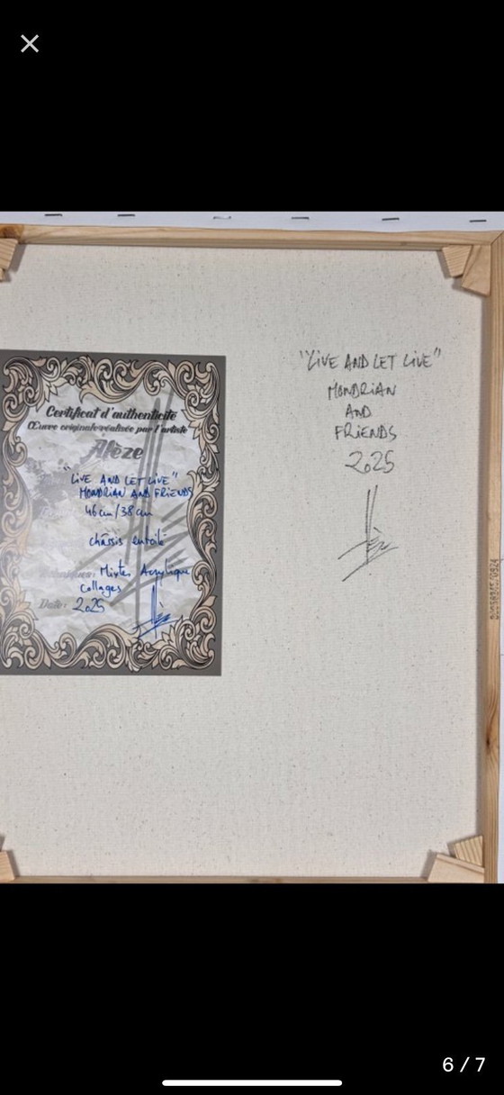 Image 1 of "Vivre et laisser vivre" Mondrian et ses amis. Peinture unique signée. Certificat d'authenticité inclus.