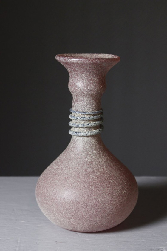 Image 1 of Vintage vaas van geblazen glas, Scavo-techniek, uit Murano, Italië, jaren 80.