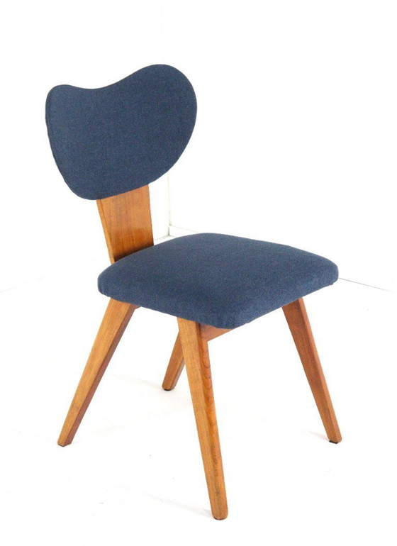 Image 1 of Beech dining set round dining table + 4 vintage dining chairs in the style of Pastoe