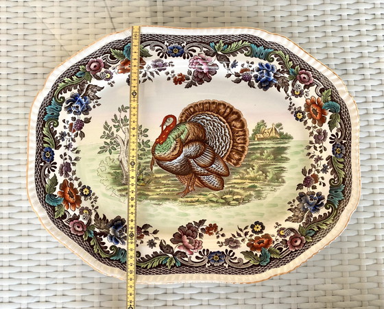 Image 1 of Oval serving platter / plate from Copeland Spode with turkey motif