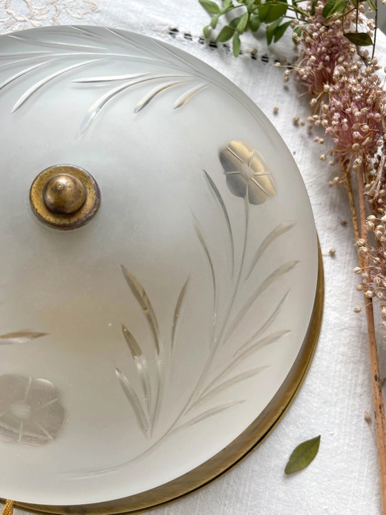 Lampada da Tavolo Vintage con Globo in Vetro Tagliato Antico – Illuminazione, Metal, Textile (photo 7 of 11)
