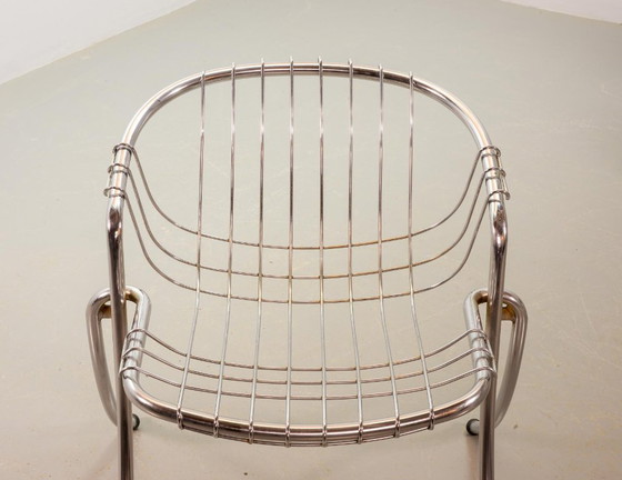 Gastone Rinaldi Italienisches Mid-Century Design Esszimmerstühle aus hellblauem Kunstleder, Modell Lynn für (photo 9 of 10)