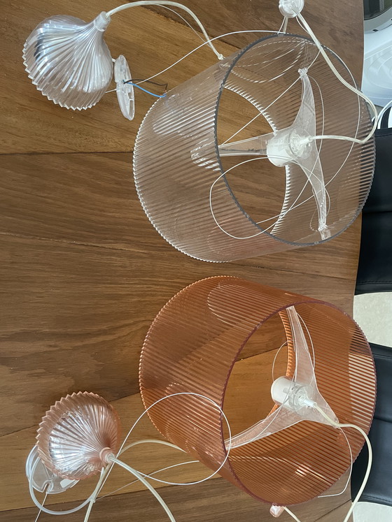 Image 1 of 4 lampes suspendues Kartell, 2x porte-zichtig, 2x rose(oranje)