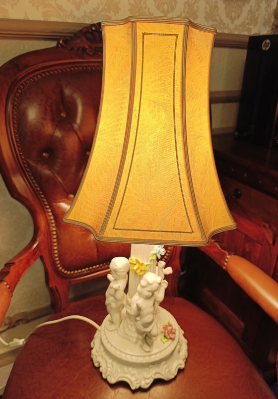 Vintage Porcelain Cherub Table Lamp 62 cm (photo 3 of 15)