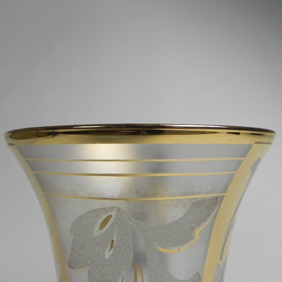 Image 1 of Glass vase with gilded decorations, Belgium, 1930s