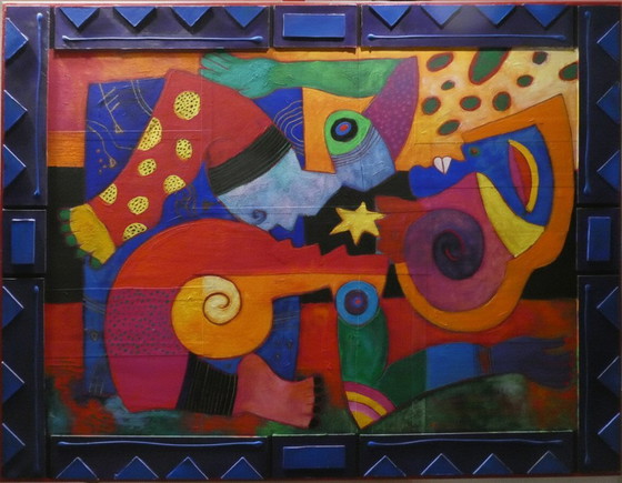 Image 1 of CLEMENS BRIELS - Uniek Meesterwerk "Touched to the Core" (130x100cm) - Gesigneerd + Certificaat