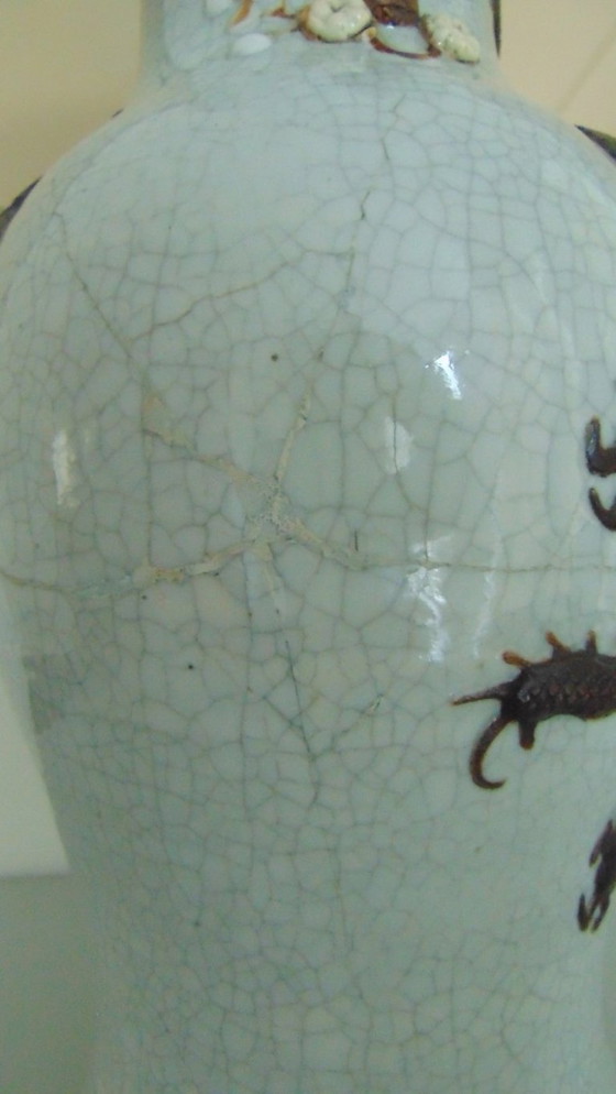 Image 1 of Große Vase aus Craquelé-Ware aus Nanking, 19.