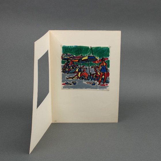 Image 1 of Willem Zwiers (1922-2019) - Cavi beach- Italy - 1957 - mixed media on paper