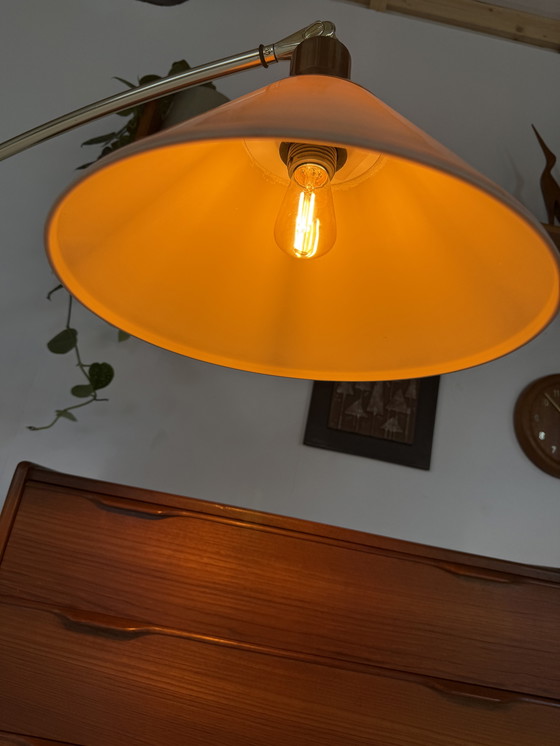 Image 1 of Vintage arc lamp in marble, walnut & brass '70