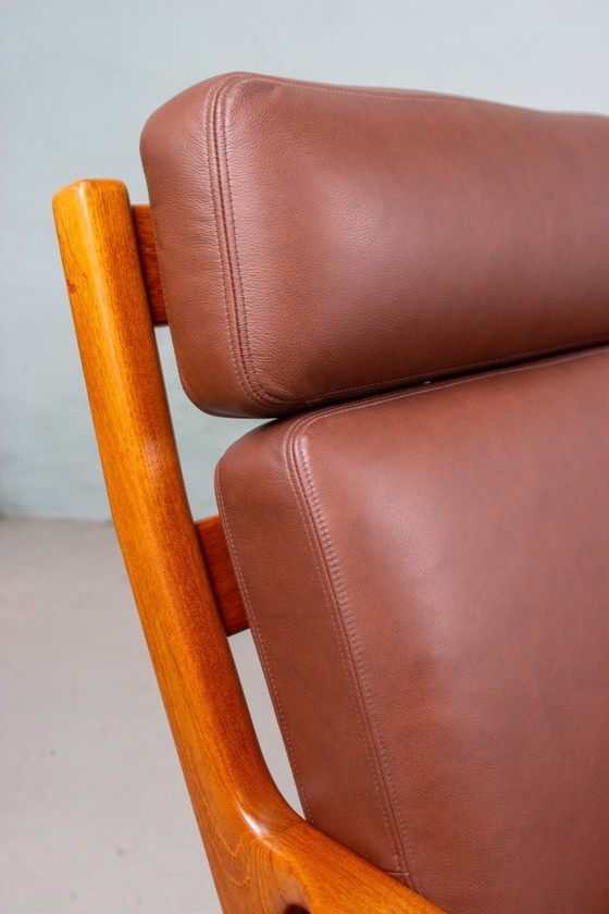 Image 1 of Canapé vintage en teck, style danois, Juul Kristensen, cuir, milieu du siècle