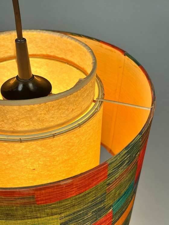 Image 1 of Vintage Hanglamp Met Gekleurde Kap, Duitsland 1970's