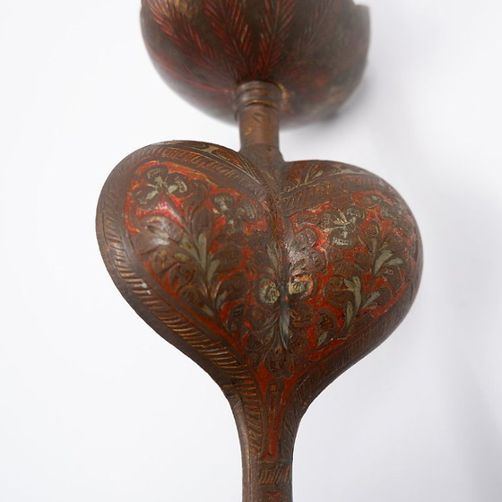 Image 1 of Persian-style brass candlestick in the shape of a cobra - 20th century