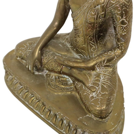 Image 1 of Vintage Messing Zittende Boeddha