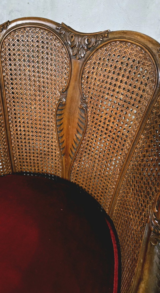 Image 1 of Coppia di poltrone in stile Luigi XV in legno e rattan