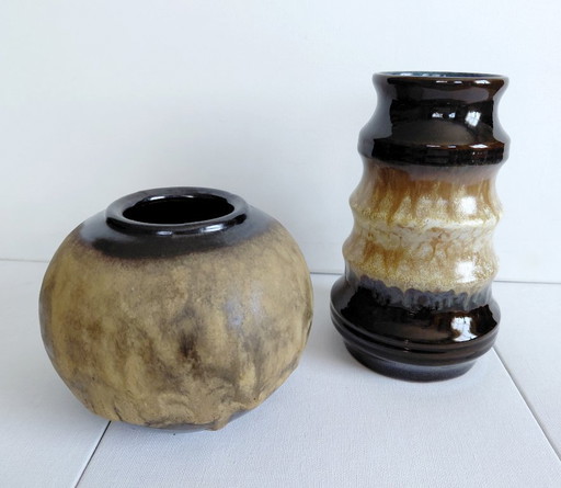 Einzigartiges 1970er Vasen-Duo-Set Ruscha 822 & DDR Strehla 1408/18 – vazen, Ceramic