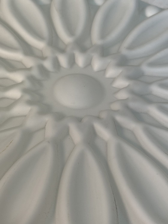 Image 1 of Art deco (style) - Ceiling mounted lamp with opaline glas - Czechoslovakia, ca. 1970’s - Mcm / Vintage - Satin / frosted glass