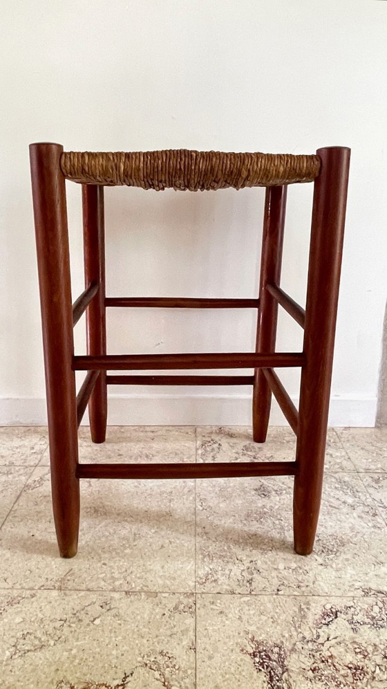 Image 1 of Vintage Geometric Straw Stool