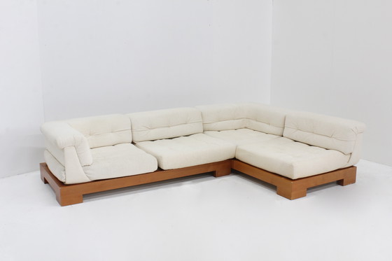 Image 1 of Vintage Roche Bobois Mah Jong sofa beige linen Hans Hopfer