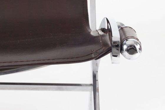 Image 1 of sillón italiano postmoderno de cuero y diseño cromado, años 80