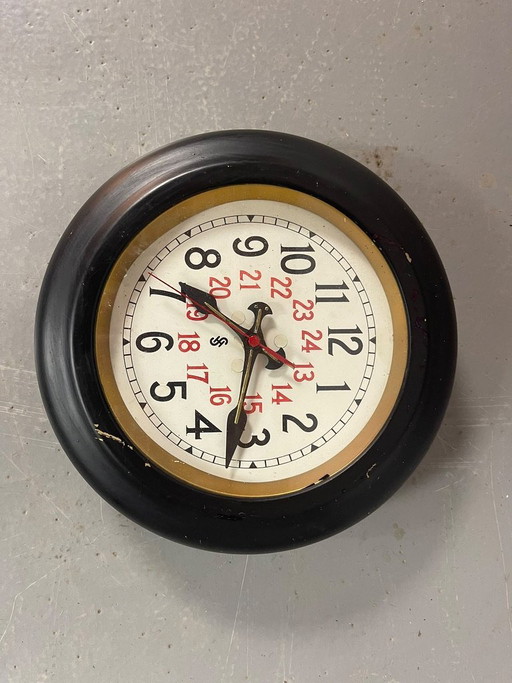 Raro Orologio da parete Bauhaus Siemens Halske 24 ore. Germania, anni '30. Rif. DO2001