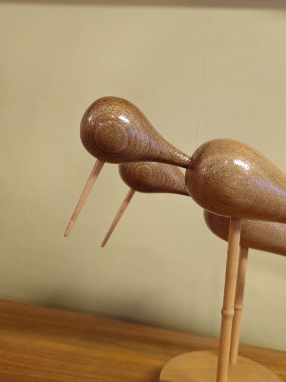 Image 1 of Decorazione in legno d'epoca Pittime reali Pittime reali Uccelli