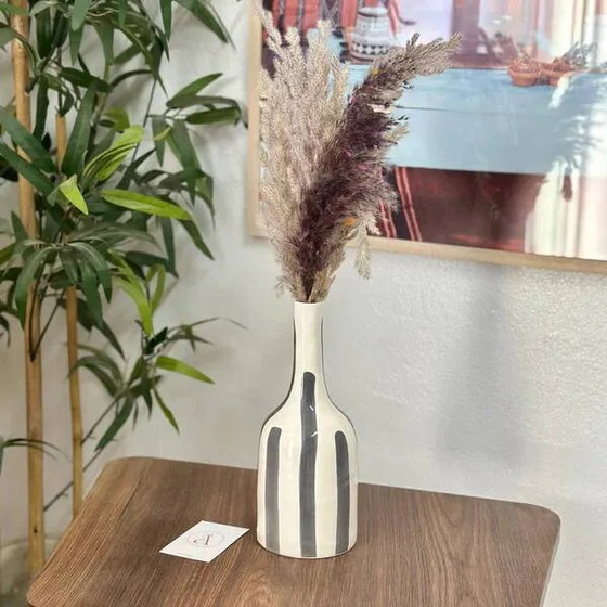 Gestreifte graue Flaschen-Artisan-Vase – Vasen, Bohemian (photo 2 of 5)