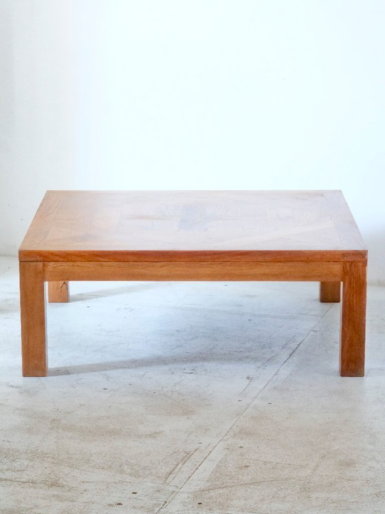 Image 1 of Solid oak coffee table, Aremberg parquet pattern, 19th century