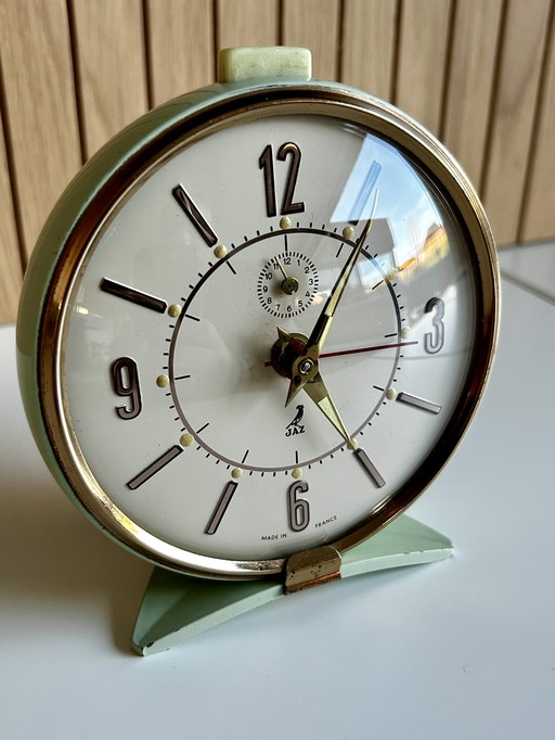 Vintage JAZ wekker mintgroen jaren 60 Frankrijk